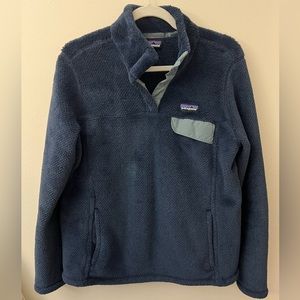 Patagonia Women's Dark Blue Long Sleeve Snap T Pullover Fleece Jacket Size Large